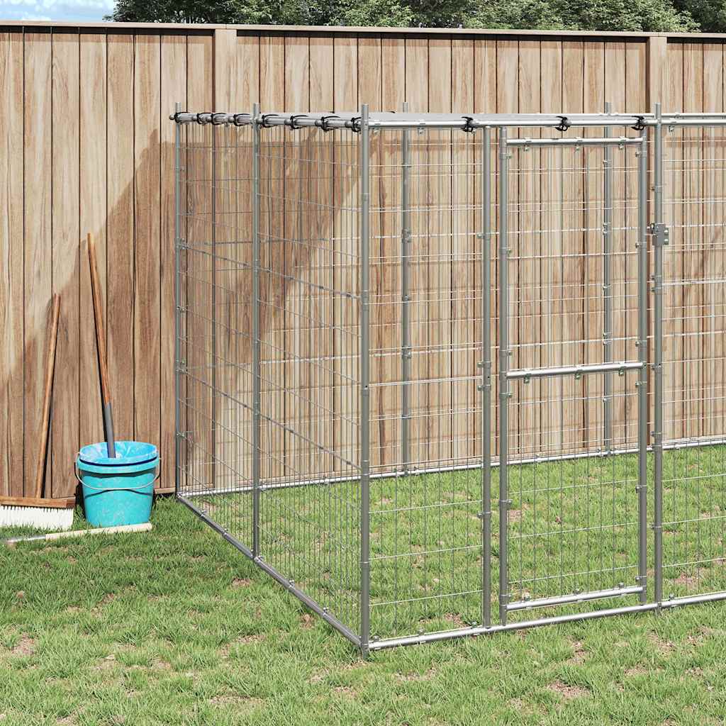Outdoor-Hundezwinger mit Überdachung Verzinkter Stahl 26,62 m²