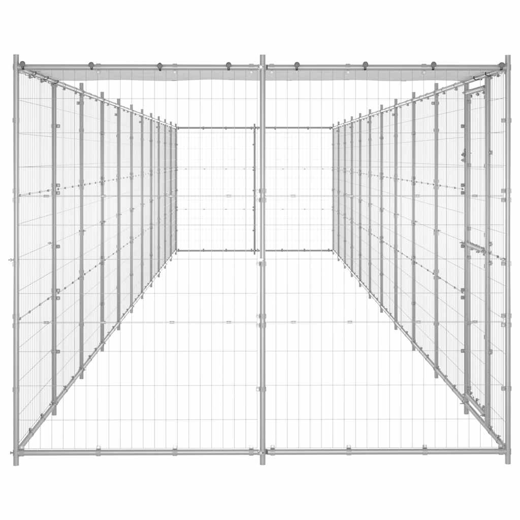 Outdoor-Hundezwinger mit Überdachung Verzinkter Stahl 26,62 m²