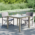 Gartentisch 90x90x75 cm Gehärtetes Glas Poly Rattan Grau