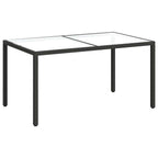Gartentisch 150x90x75 cm Gehärtetes Glas Poly Rattan Schwarz