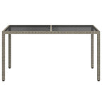 Gartentisch 150x90x75 cm Hartglas und Poly Rattan Grau