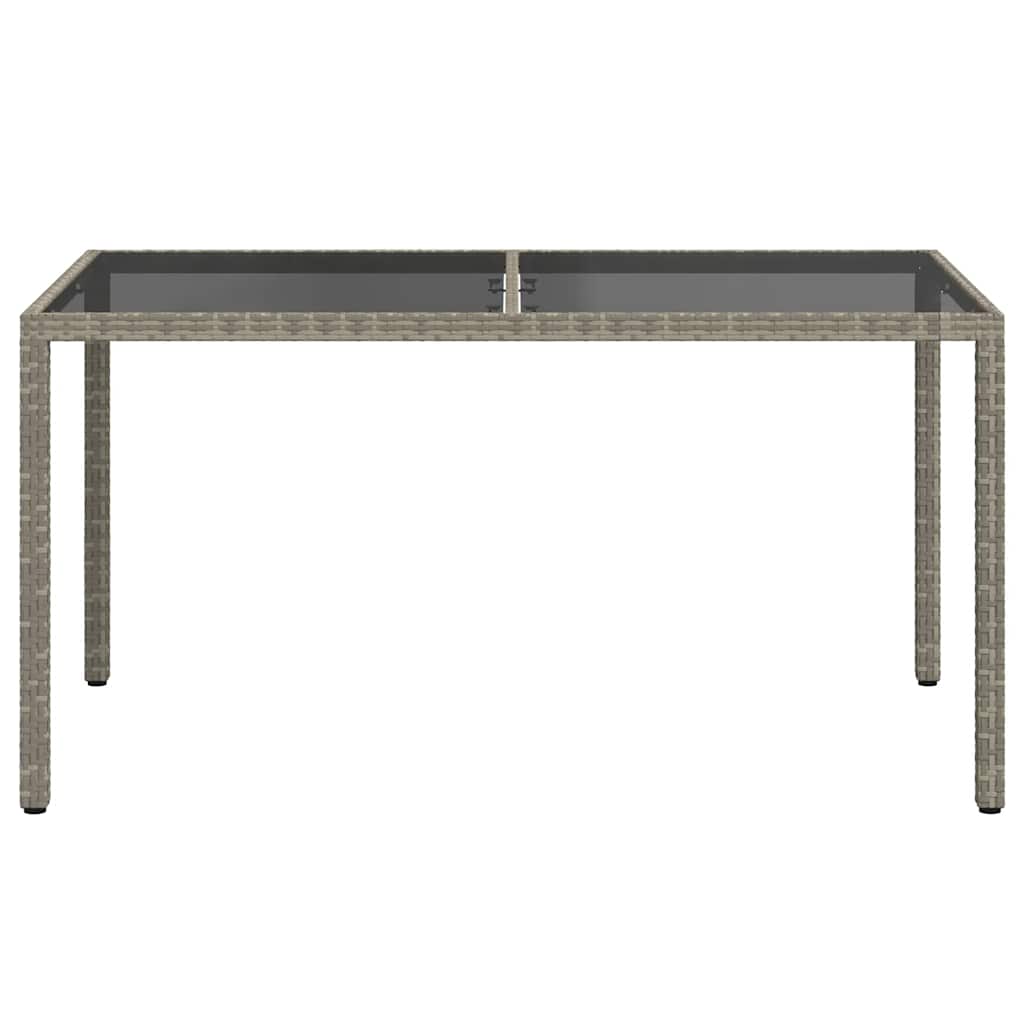 Gartentisch 150x90x75 cm Hartglas und Poly Rattan Grau