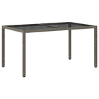 Gartentisch 150x90x75 cm Hartglas und Poly Rattan Grau
