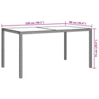 Gartentisch 150x90x75 cm Gehärtetes Glas Poly Rattan Beige