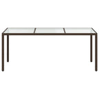 Gartentisch Braun 190x90x75 cm Gehärtetes Glas und Poly Rattan
