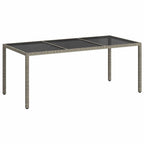 Gartentisch Grau 190x90x75 cm Gehärtetes Glas und Poly Rattan