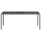 Gartentisch Grau 190x90x75 cm Gehärtetes Glas und Poly Rattan