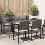 Gartentisch Grau 190x90x75 cm Gehärtetes Glas und Poly Rattan