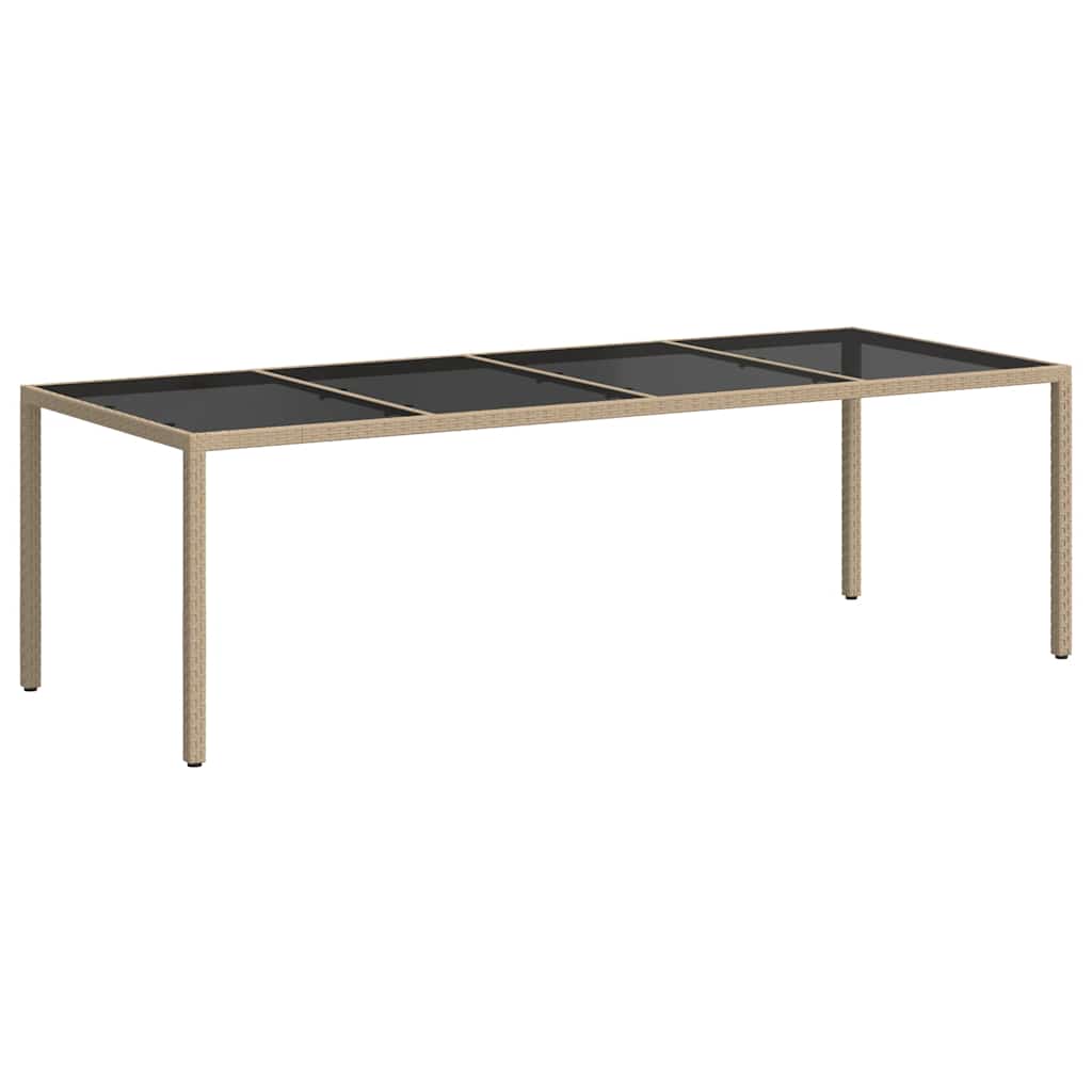 Gartentisch Beige 250x100x75 cm Hartglas und Poly Rattan