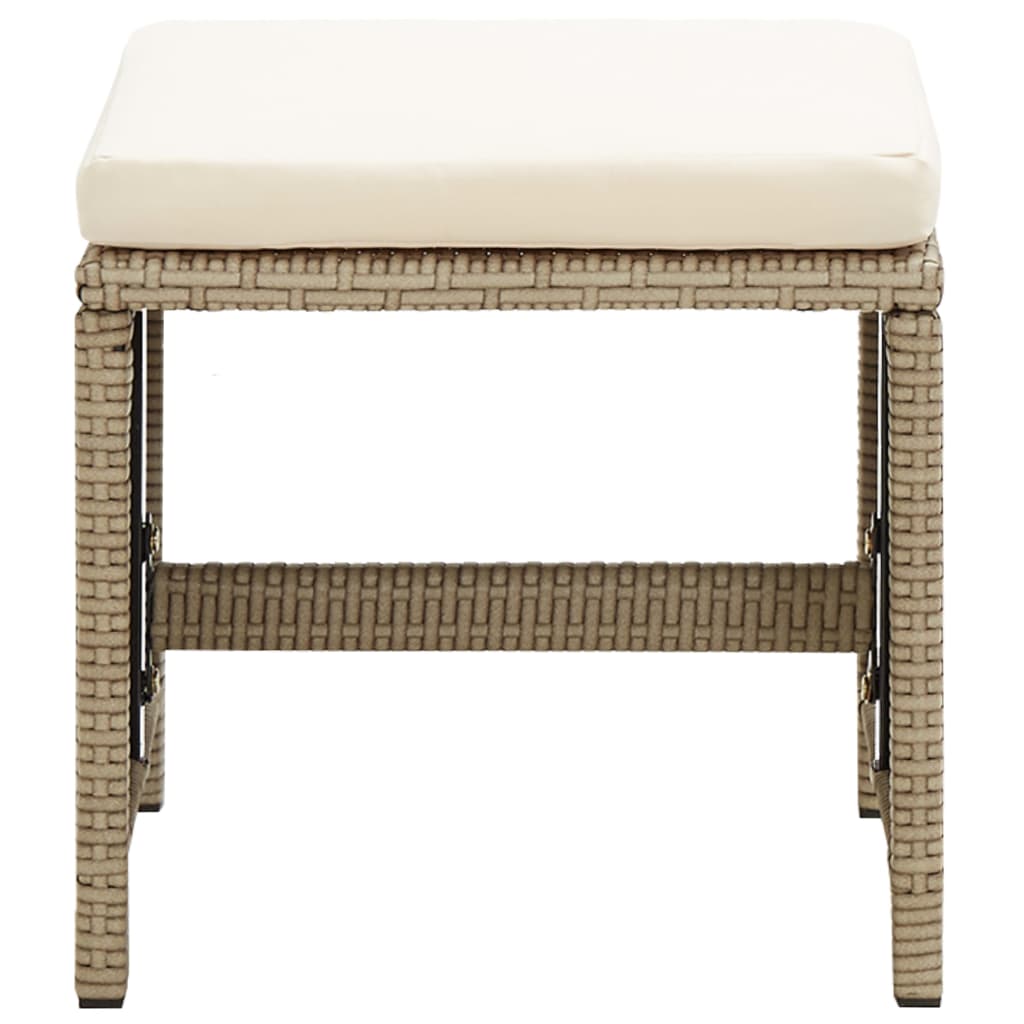 Gartenhocker 4 Stk. mit Sitzkissen Poly Rattan Beige
