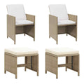 Gartenstühle mit Hocker 2 Stk. Poly Rattan Beige