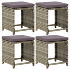 Gartenhocker 4 Stk. mit Kissen Poly Rattan Grau