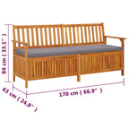 Truhenbank mit Kissen 170 cm Massivholz Akazie