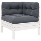 Garten-Ecksofa mit Kissen Weiß Massivholz Kiefer