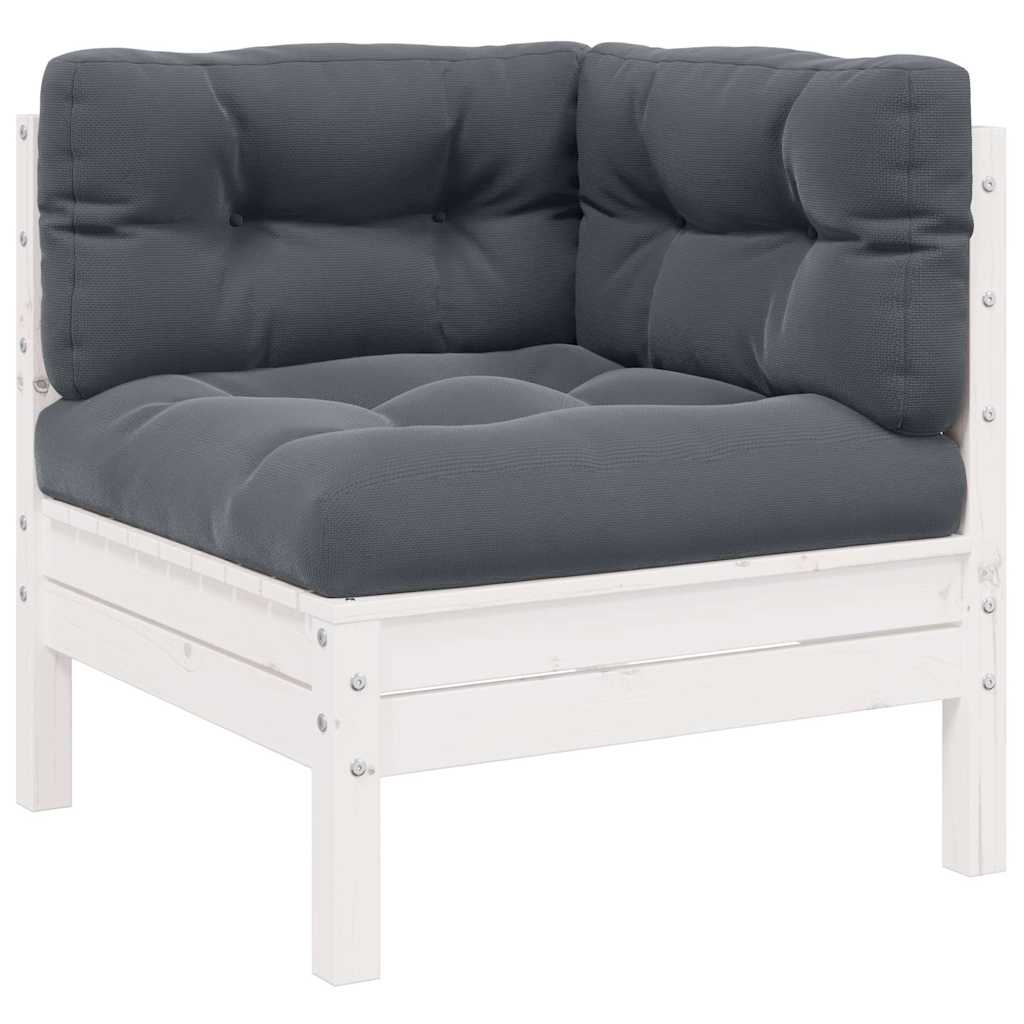 Garten-Ecksofa mit Kissen Weiß Massivholz Kiefer