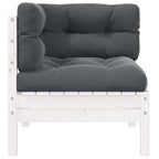 Garten-Ecksofa mit Kissen Weiß Massivholz Kiefer