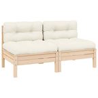 Gartensofa 2-Sitzer mit Kissen in Creme Massivholz Kiefer
