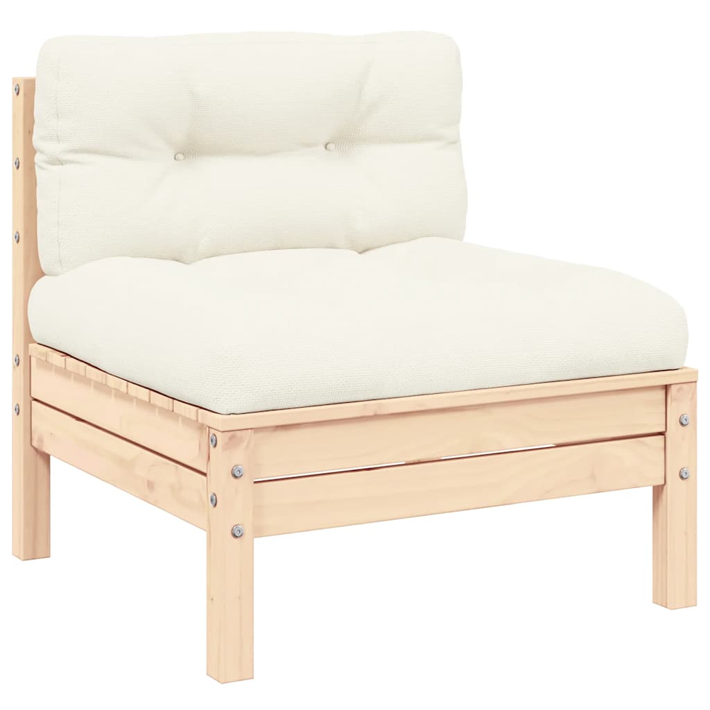 Gartensofa 2-Sitzer mit Kissen in Creme Massivholz Kiefer