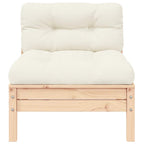 Gartensofa 2-Sitzer mit Kissen in Creme Massivholz Kiefer