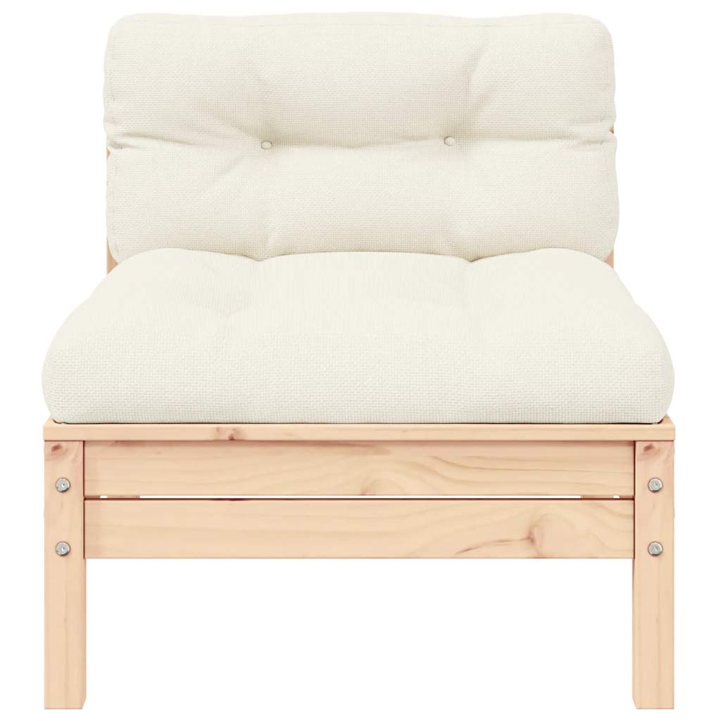Gartensofa 2-Sitzer mit Kissen in Creme Massivholz Kiefer