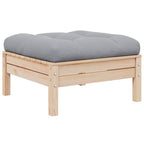 3-tlg. Garten-Lounge-Set mit Grauen Kissen Kiefer Massivholz