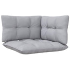 3-tlg. Garten-Lounge-Set mit Grauen Kissen Kiefer Massivholz