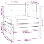 3-tlg. Garten-Lounge-Set mit Grauen Kissen Kiefer Massivholz