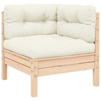 3-tlg. Garten-Lounge-Set mit Kissen in Creme Massivholz Kiefer