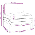3-tlg. Garten-Lounge-Set mit Kissen in Creme Massivholz Kiefer