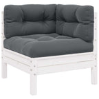 3-tlg. Garten-Lounge-Set mit Kissen Weiß Kiefer Massivholz
