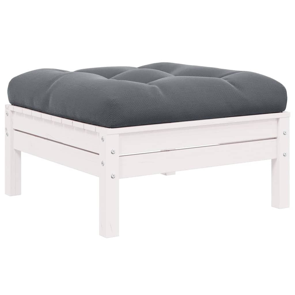 3-tlg. Garten-Lounge-Set mit Kissen Weiß Kiefer Massivholz