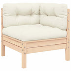 3-tlg. Garten-Lounge-Set mit Kissen in Creme Massivholz Kiefer