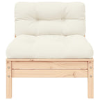 3-tlg. Garten-Lounge-Set mit Kissen in Creme Massivholz Kiefer