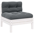 3-tlg. Garten-Lounge-Set mit Kissen Weiß Kiefer Massivholz