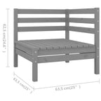8-tlg. Garten-Lounge-Set Massivholz Kiefer Grau