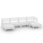 6-tlg. Garten-Lounge-Set Weiß Massivholz Kiefer