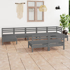 9-tlg. Garten-Lounge-Set Grau Massivholz Kiefer