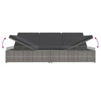 Sonnenliege mit Auflagen Poly Rattan Dunkelgrau