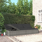 Sonnenliege mit Auflagen Poly Rattan Dunkelgrau