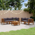 6-tlg. Garten-Lounge-Set mit Auflage Massivholz Akazie