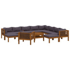 12-tlg. Garten-Lounge-Set mit Auflage Massivholz Akazie