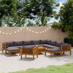 12-tlg. Garten-Lounge-Set mit Auflage Massivholz Akazie