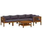 6-tlg. Garten-Lounge-Set mit Auflage Massivholz Akazie