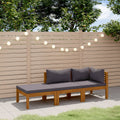 3-tlg. Garten-Lounge-Set mit Auflagen Massivholz Akazie