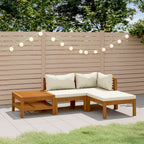 4-tlg. Garten-Lounge-Set mit Creme Kissen Massivholz Akazie