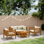 5-tlg. Garten-Lounge-Set mit Creme Kissen Massivholz Akazie