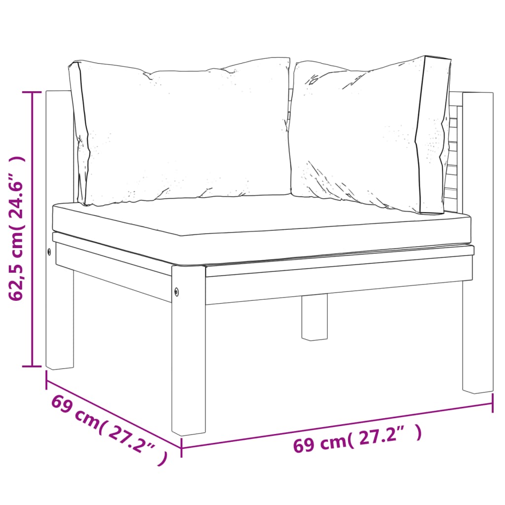 9-tlg. Garten-Lounge-Set mit Creme Kissen Massivholz Akazie
