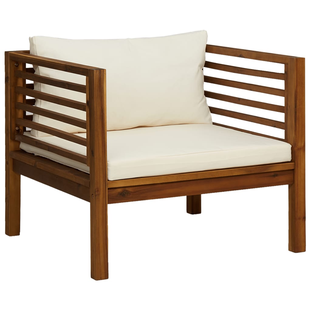8-tlg. Garten-Lounge-Set mit Creme Kissen Massivholz Akazie