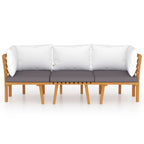 3-tlg. Garten-Lounge-Set mit Kissen Massivholz Akazie