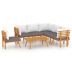 7-tlg. Garten-Lounge-Set mit Kissen Massivholz Akazie
